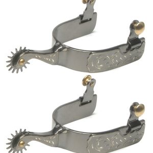 Midnight Blue Silver Steel Rock Grinder Roping Spurs