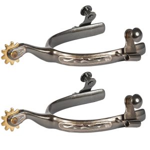 Midnight Blue Steel Silver Roping Spurs