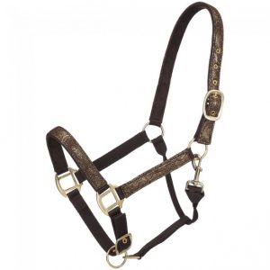 Adjustable Nylon Halter with Floral Foil Overlay