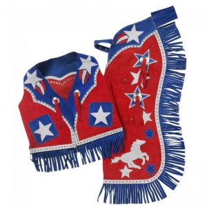 Premium Youth Chap and Vest Set with Barrel Horse and Star Design