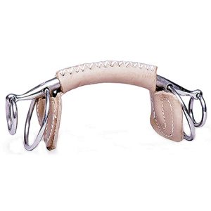 Leather Covered Double Extension Ring Snaffle Bit