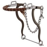 Hackamore with Brown Latigo Leather Wrapped Noseband