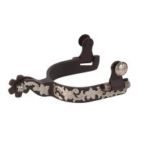 Ladies' Antiqued Show Spur with German Silver Floral Trim