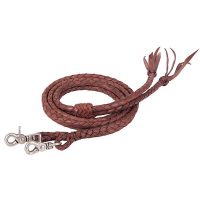 Round Braided Latigo Split Reins, 1/2